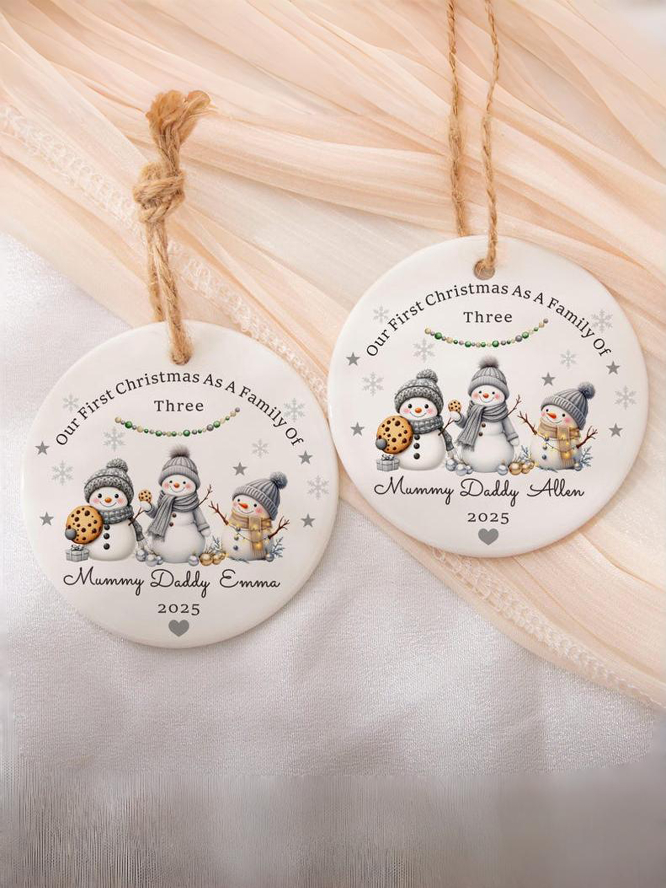Personalized Snowman Family Christmas Ornament